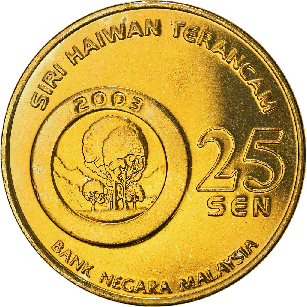 Coin, Malaysia, 25 Sen, 2003, MS(60-62), Brass, KM:87