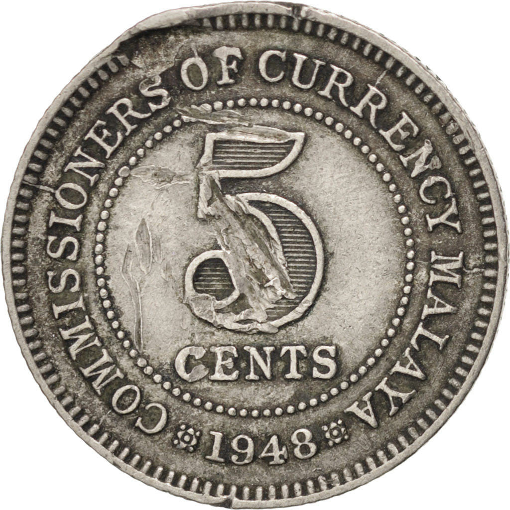 Coin, MALAYA, 5 Cents, 1948, VF(30-35), Copper-nickel, KM:7