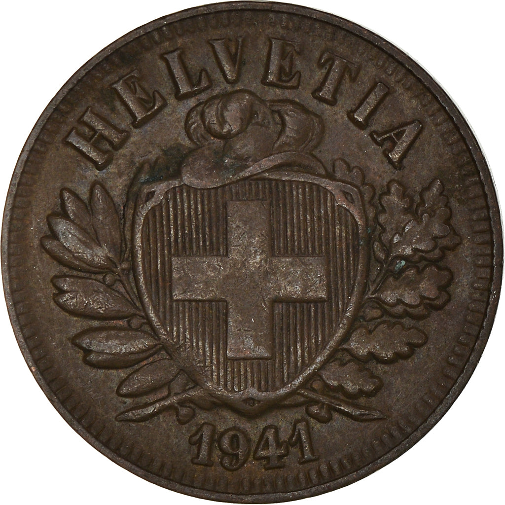 Coin, Switzerland, 2 Rappen, 1941, Bern, AU(50-53), Bronze, KM:4.2a