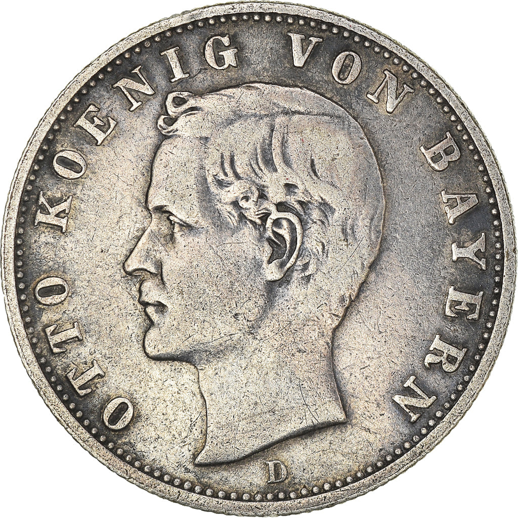 Coin, German States, BAVARIA, Otto, 2 Mark, 1908, Munich, EF(40-45), Silver