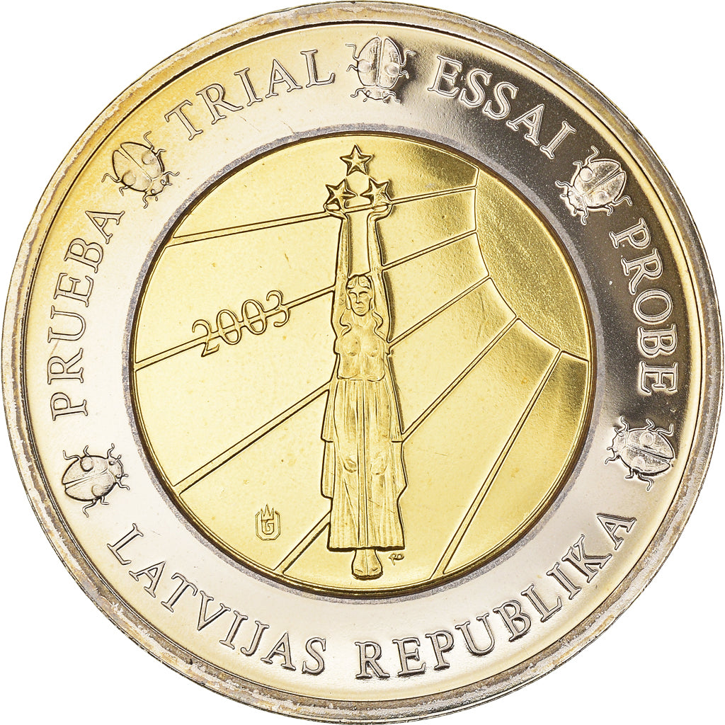 Latvia, 2 Euro, 2003, unofficial private coin, MS(65-70), Copper Plated Steel