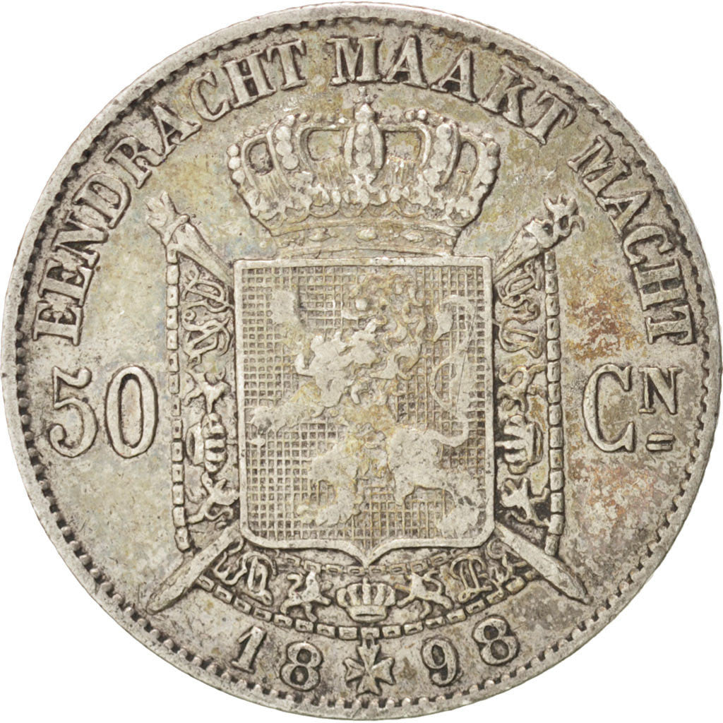 Coin, Belgium, Leopold II, 50 Centimes, 1898, EF(40-45), Silver, KM:27