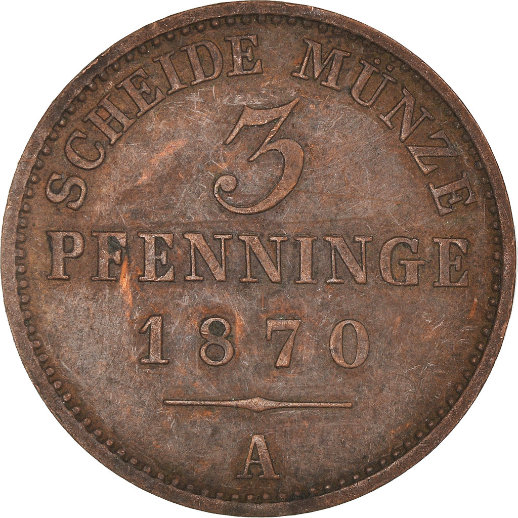 Münze, Deutsch Staaten, PRUSSIA, Wilhelm I, 3 Pfennig, 1870, Berlin, SS