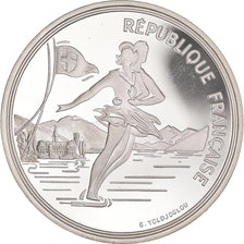 France, 100 Francs, Albertville - Ice Skating, 1989, Silver, MS(65-70)