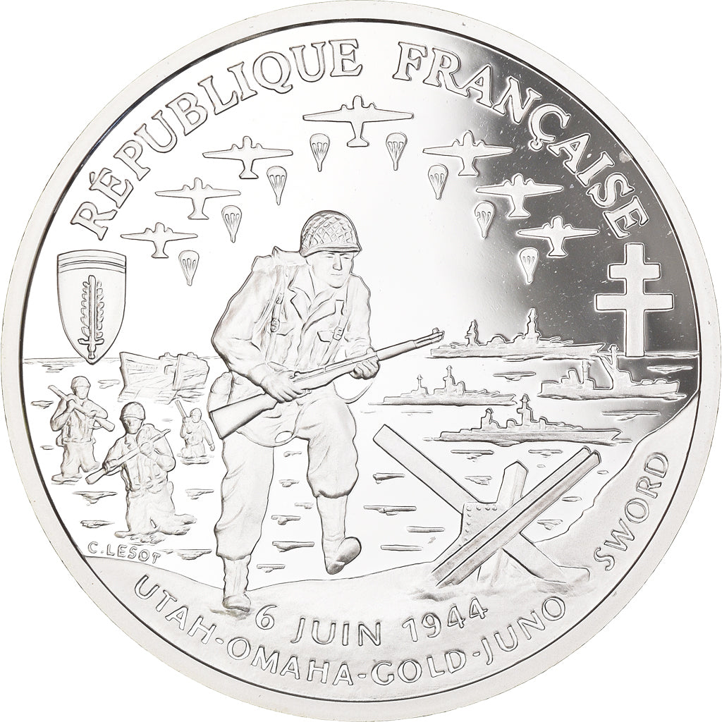 Coin, France, Débarquement, Franc, 1993, Paris, BE, MS(65-70), Silver, KM:1014