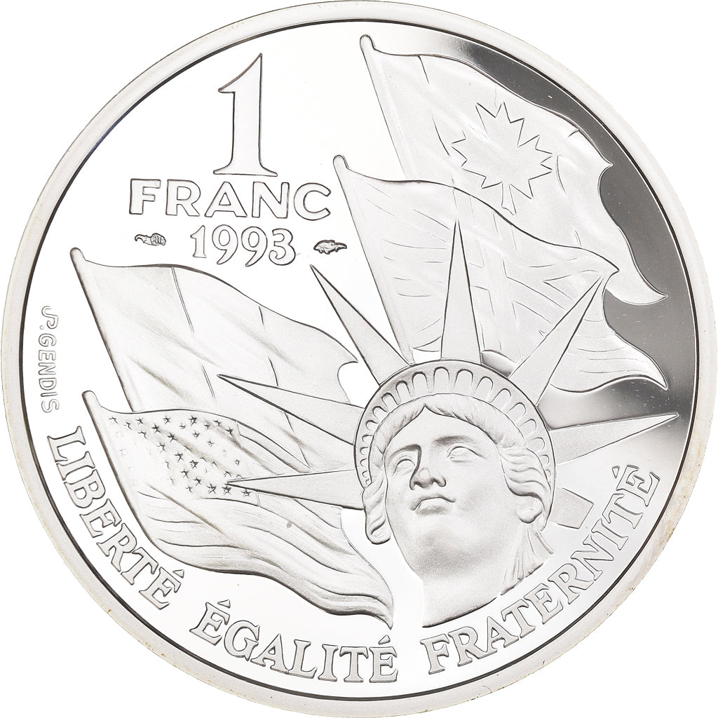 Coin, France, Débarquement, Franc, 1993, Paris, BE, MS(65-70), Silver, KM:1014