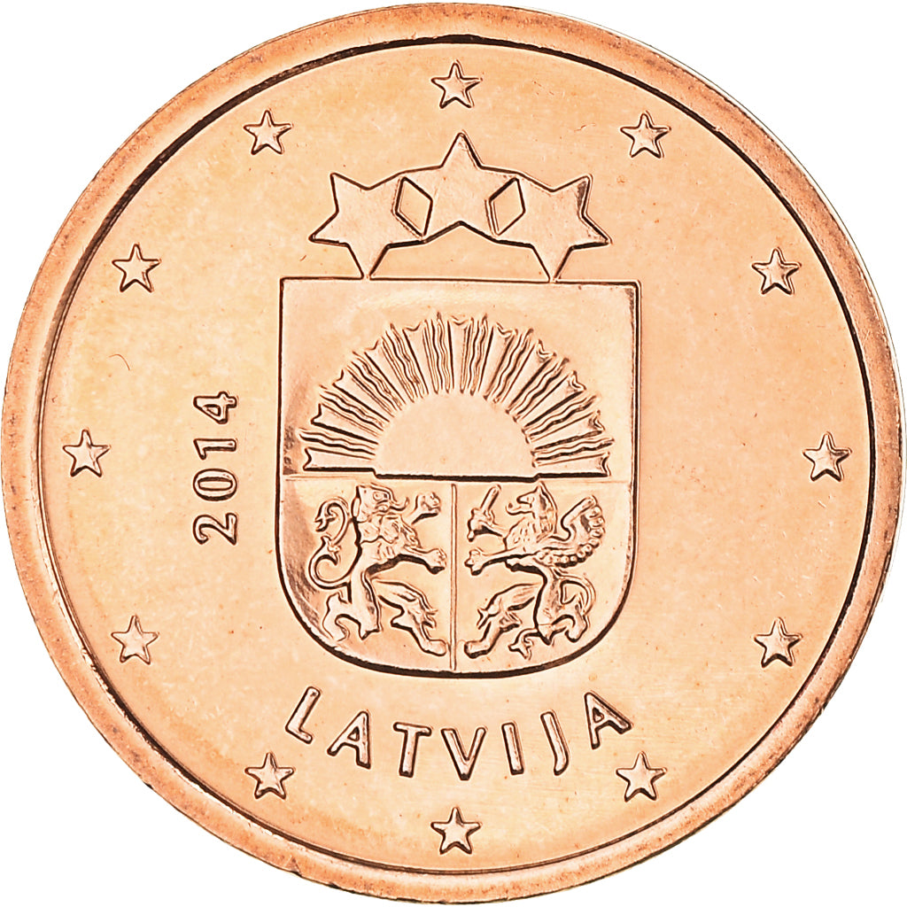 Latvia, 2 Euro Cent, 2014, Stuttgart, VZ, Copper Plated Steel, KM:151