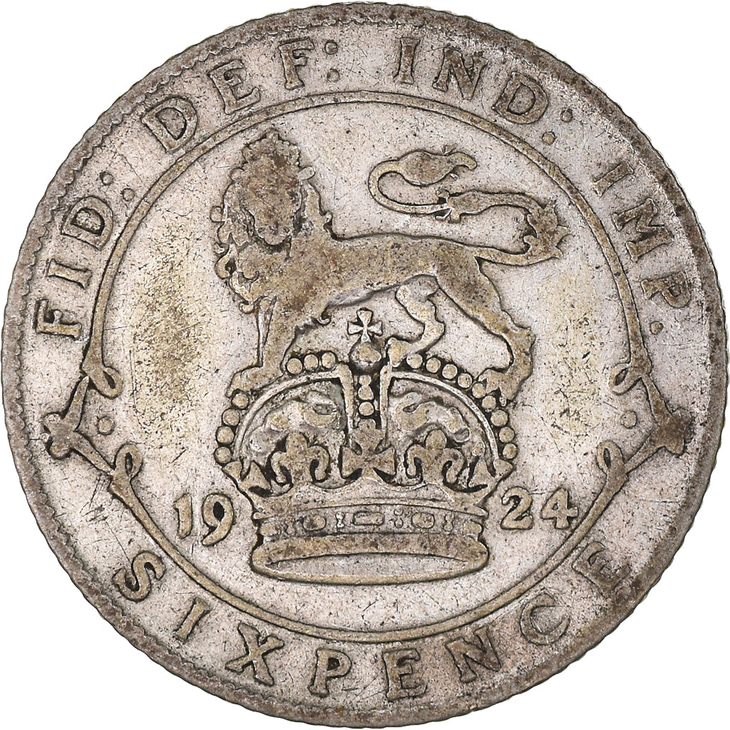 Coin, Great Britain, George V, 6 Pence, 1924, VF(20-25), Silver, KM:815a.1
