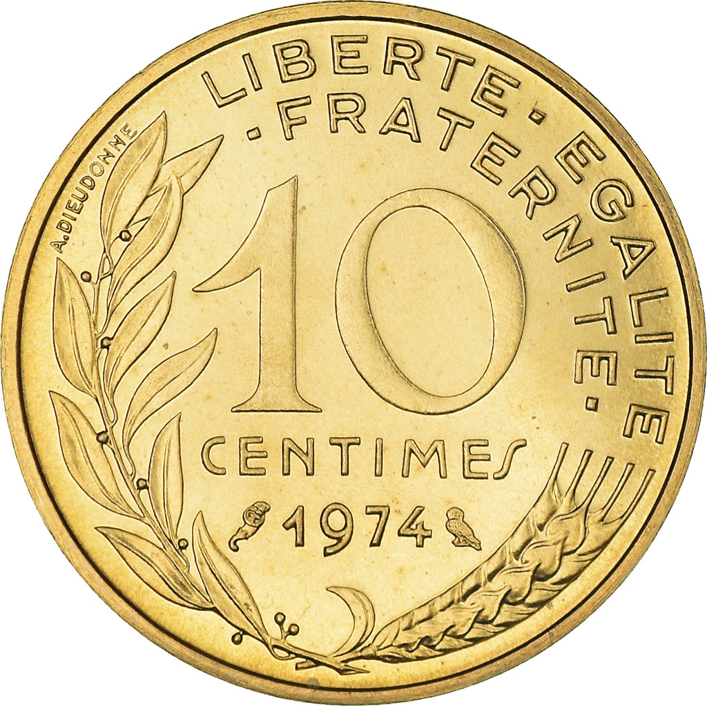 Coin, France, Marianne, 10 Centimes, 1974, Paris, FDC, MS(65-70)