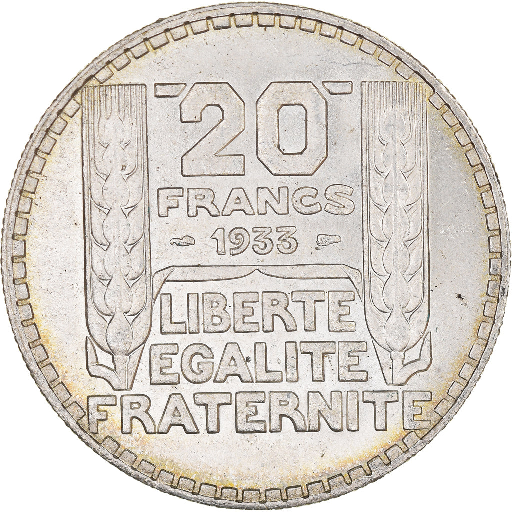 Coin, France, Turin, 20 Francs, 1933, Paris, Rameaux longs, MS(60-62), Silver