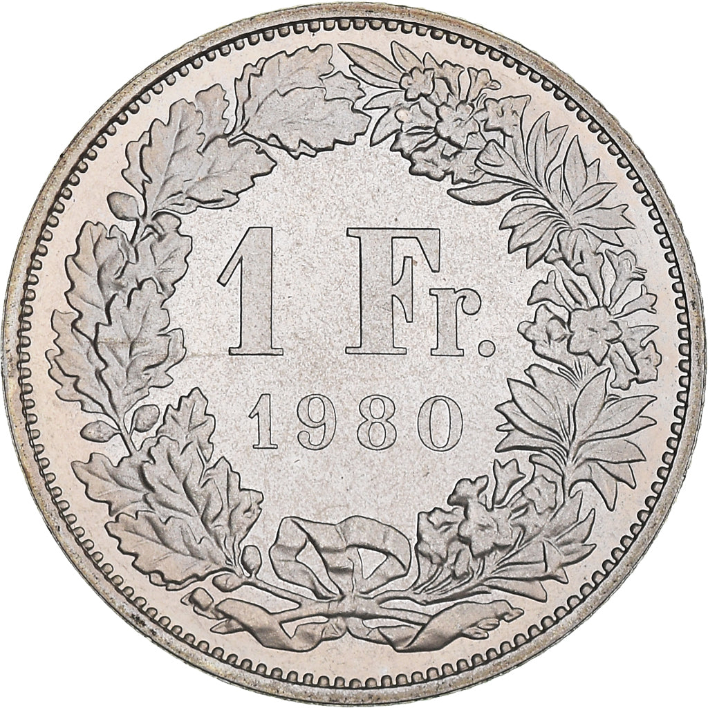 Coin, Switzerland, Franc, 1980, Bern, Proof, MS(65-70), Copper-nickel, KM:24a.1