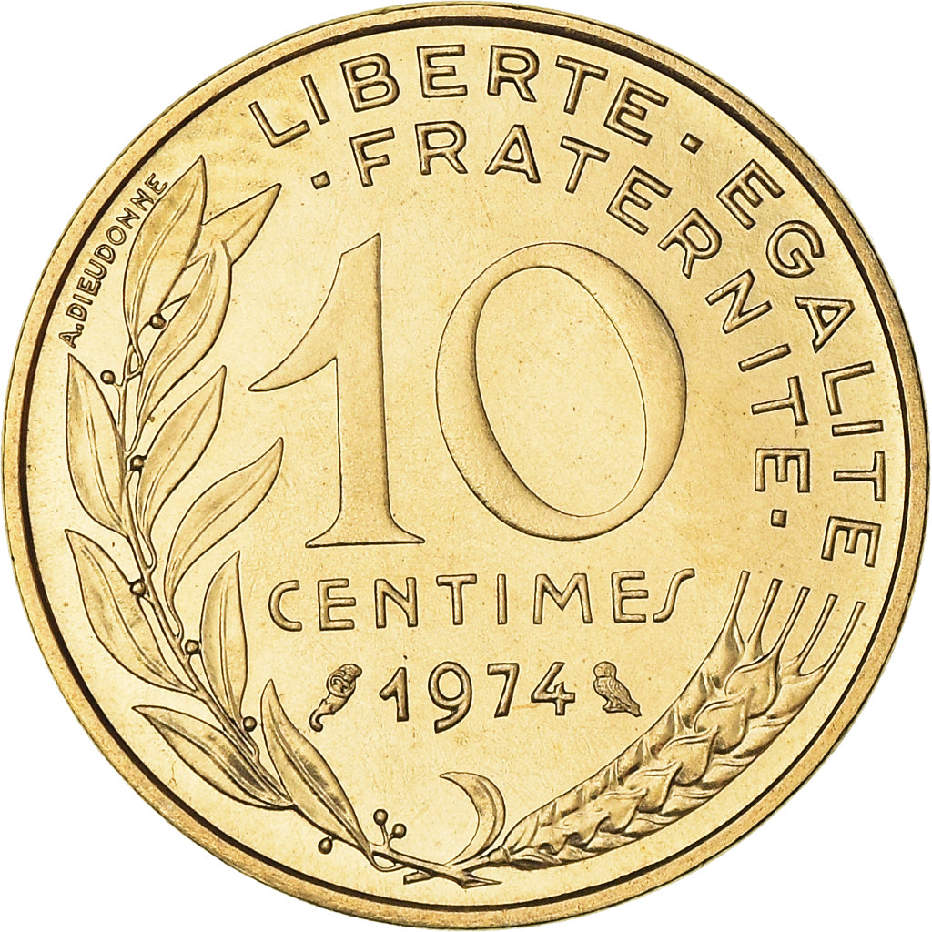 Coin, France, Marianne, 10 Centimes, 1974, Paris, FDC, MS(65-70)