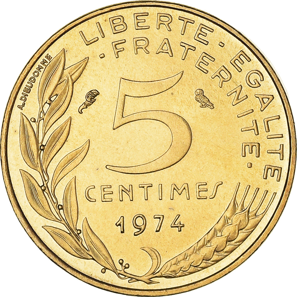 Coin, France, Marianne, 5 Centimes, 1974, Paris, FDC, MS(65-70)