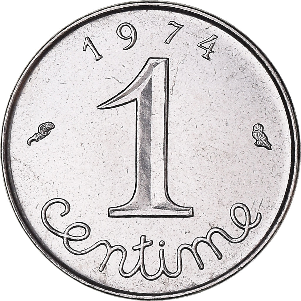 Moneta, Francja, Épi, Centime, 1974, Paris, FDC, MS(65-70), Stal nierdzewna