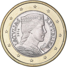 Letonia, Euro, 2014, Stuttgart, EBC+, Bimetálico, KM:156