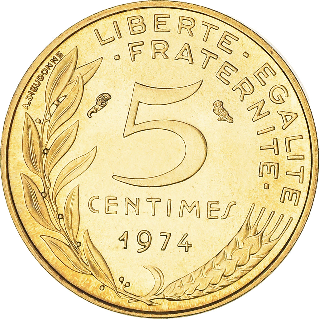 Coin, France, Marianne, 5 Centimes, 1974, Paris, MS(65-70), Aluminum-Bronze