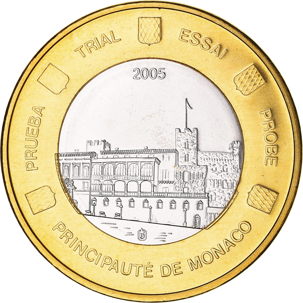 Monaco, 1 Euro, 2005, unofficial private coin, MS(65-70), Bi-Metallic