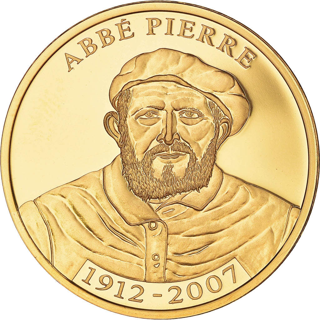 France, Medal, L'Abbé Pierre, 2007, MS(65-70), Copper Gilt