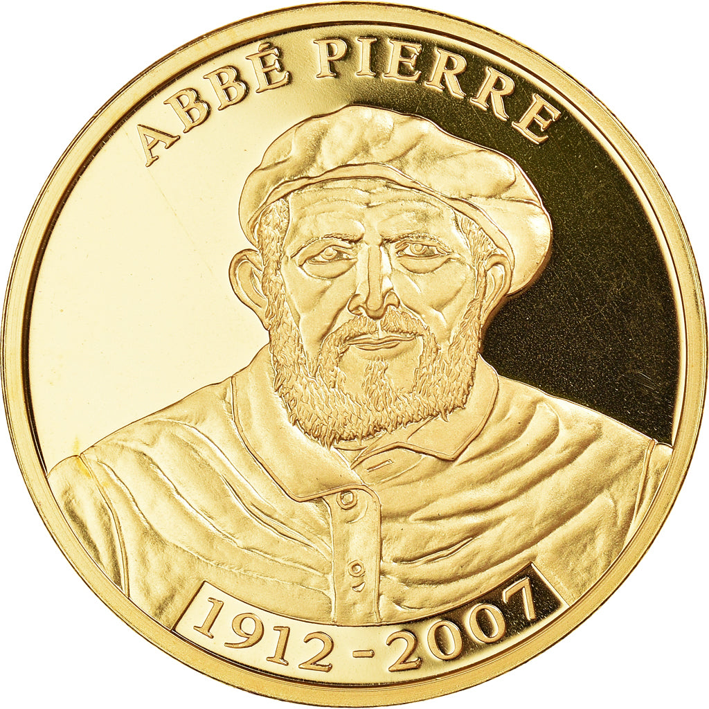 France, Medal, L'Abbé Pierre, 2007, MS(65-70), Copper Gilt