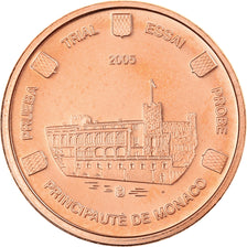 Monaco, Euro Cent, 2005, unofficial private coin, MS(63), Copper Plated Steel