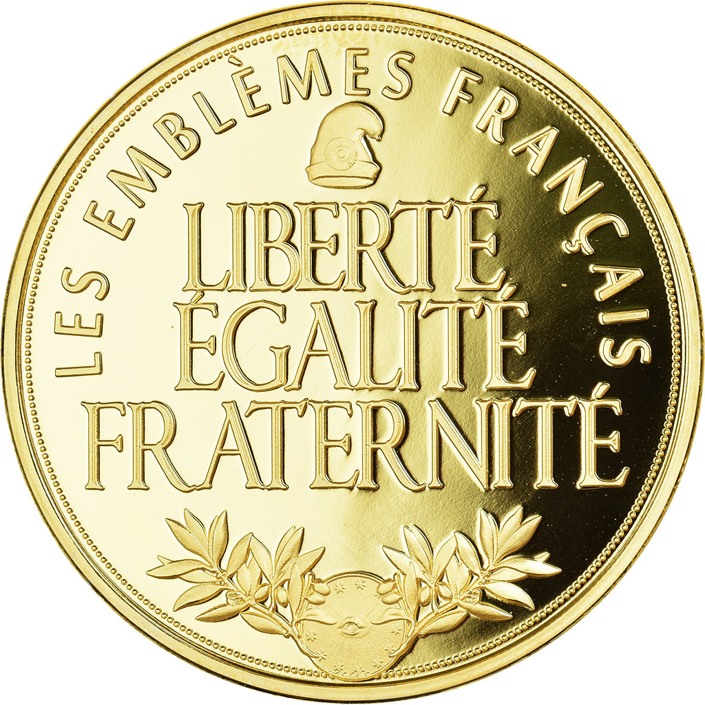 France, Medal, Les Emblèmes Français, La Tour Eiffel, MS(65-70), Copper Gilt