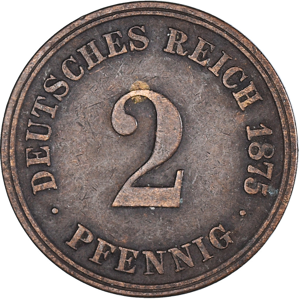 Coin, GERMANY - EMPIRE, Wilhelm I, 2 Pfennig, 1875, Hambourg, EF(40-45), Copper