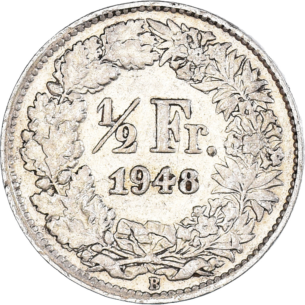 Coin, Switzerland, 1/2 Franc, 1948, Bern, EF(40-45), Silver, KM:23
