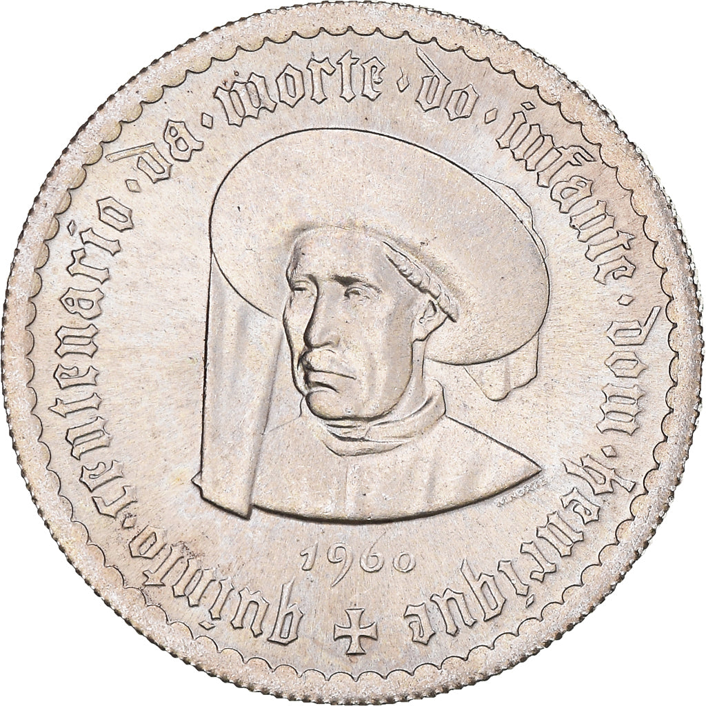 Coin, Portugal, 5 Escudos, 1960, Lisbon, MS(63), Silver, KM:587