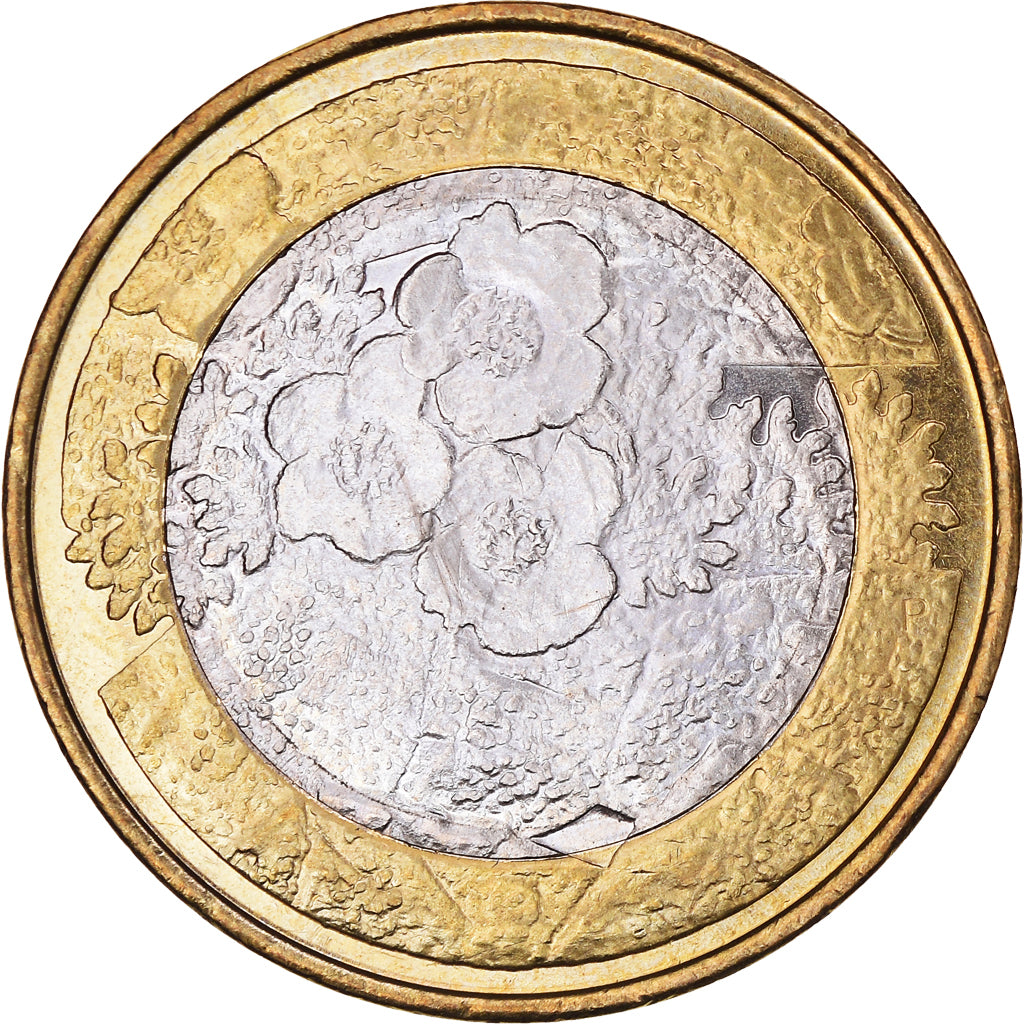 Finland, 5 Euro, Nature nordique : La flore., 2012, Vantaa, MS(63), Bi-Metallic