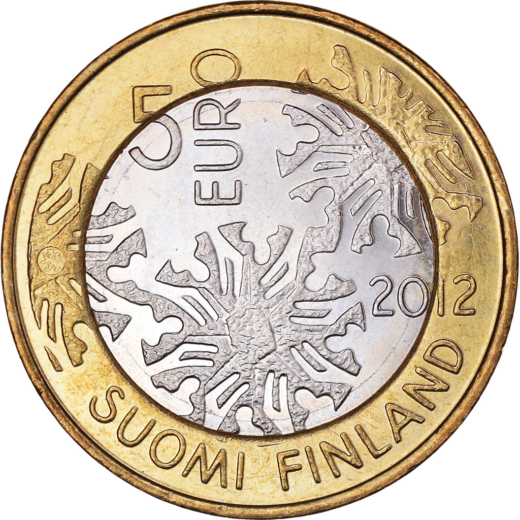 Finland, 5 Euro, Nature nordique : La flore., 2012, Vantaa, MS(63), Bi-Metallic