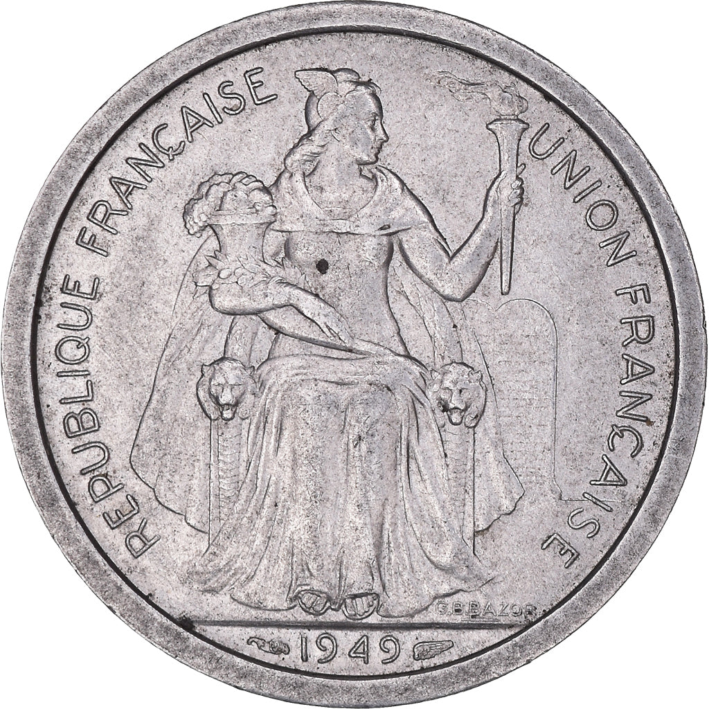 Coin, New Caledonia, 2 Francs, 1949, Paris, AU(50-53), Aluminum, KM:9