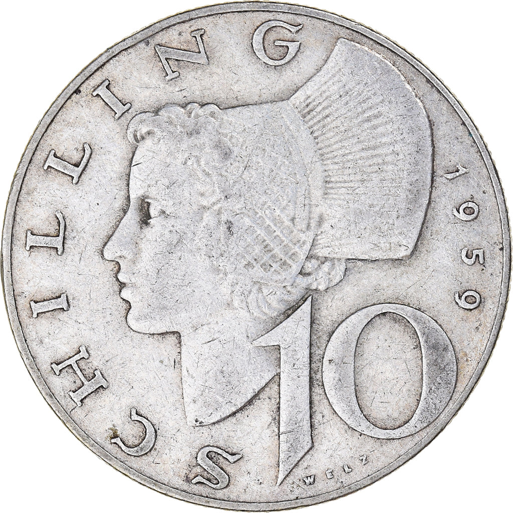 Coin, Austria, 10 Schilling, 1959, Vienna, EF(40-45), Silver, KM:2882