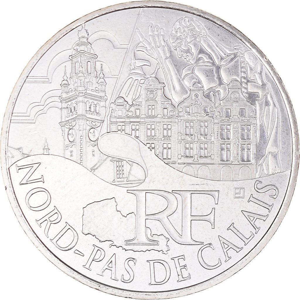 Francja, 10 Euro, Nord-Pas de Calais, 2011, Paris, MS(64), Srebro, KM:1880