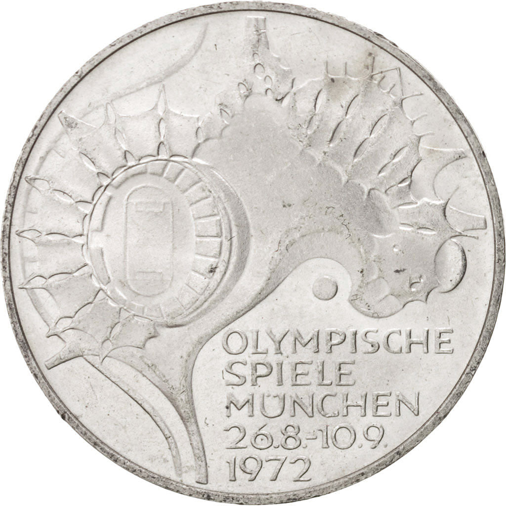 Munten, Federale Duitse Republiek, 10 Mark, 1972, Stuttgart, UNC-, Zilver