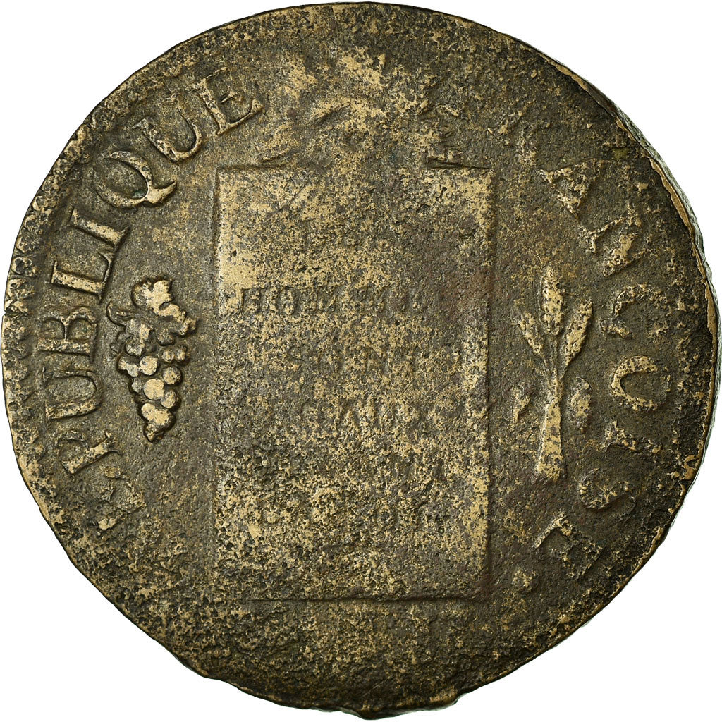 Coin, France, Sol aux balances françoise, Sol, 1793, Marseille, VF(30-35)