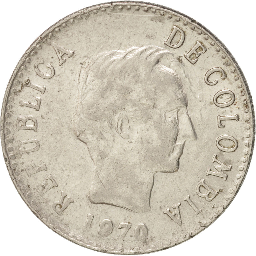 Coin, Colombia, 20 Centavos, 1970, AU(50-53), Nickel Clad Steel, KM:237