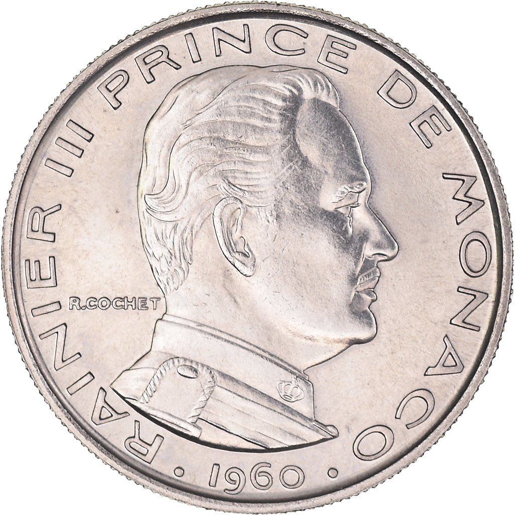 Moneta, Monaco, Rainier III, Franc, 1960, Paris, PRÓBA, MS(64), Nikiel, KM:E38