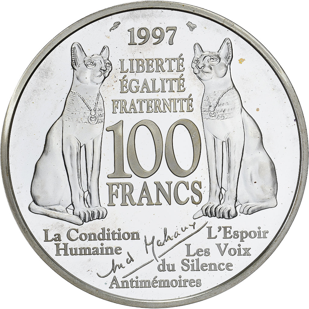 France, 100 Francs, André Malraux, 1997, MDP, Proof, Silver, MS(65-70)