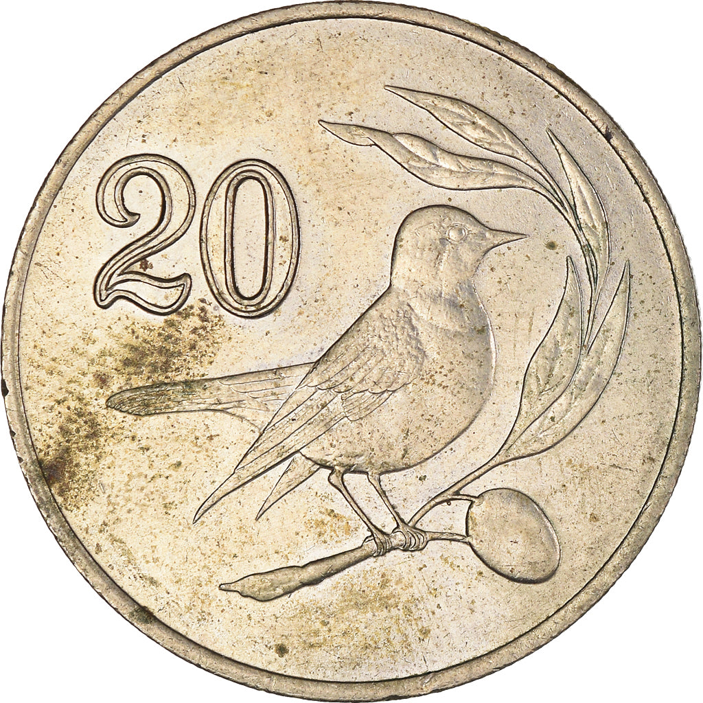 Coin, Cyprus, 20 Cents, 1985, EF(40-45), Nickel-brass, KM:57.2