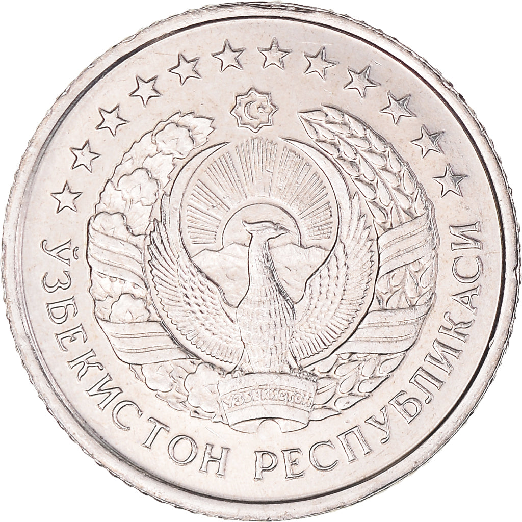 Uzbekistan, 10 Tiyin, 1994, Nickel Clad Steel, AU(50-53), KM:4.1