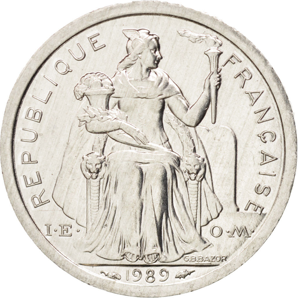 Coin, New Caledonia, Franc, 1989, Paris, MS(65-70), Aluminum, KM:10