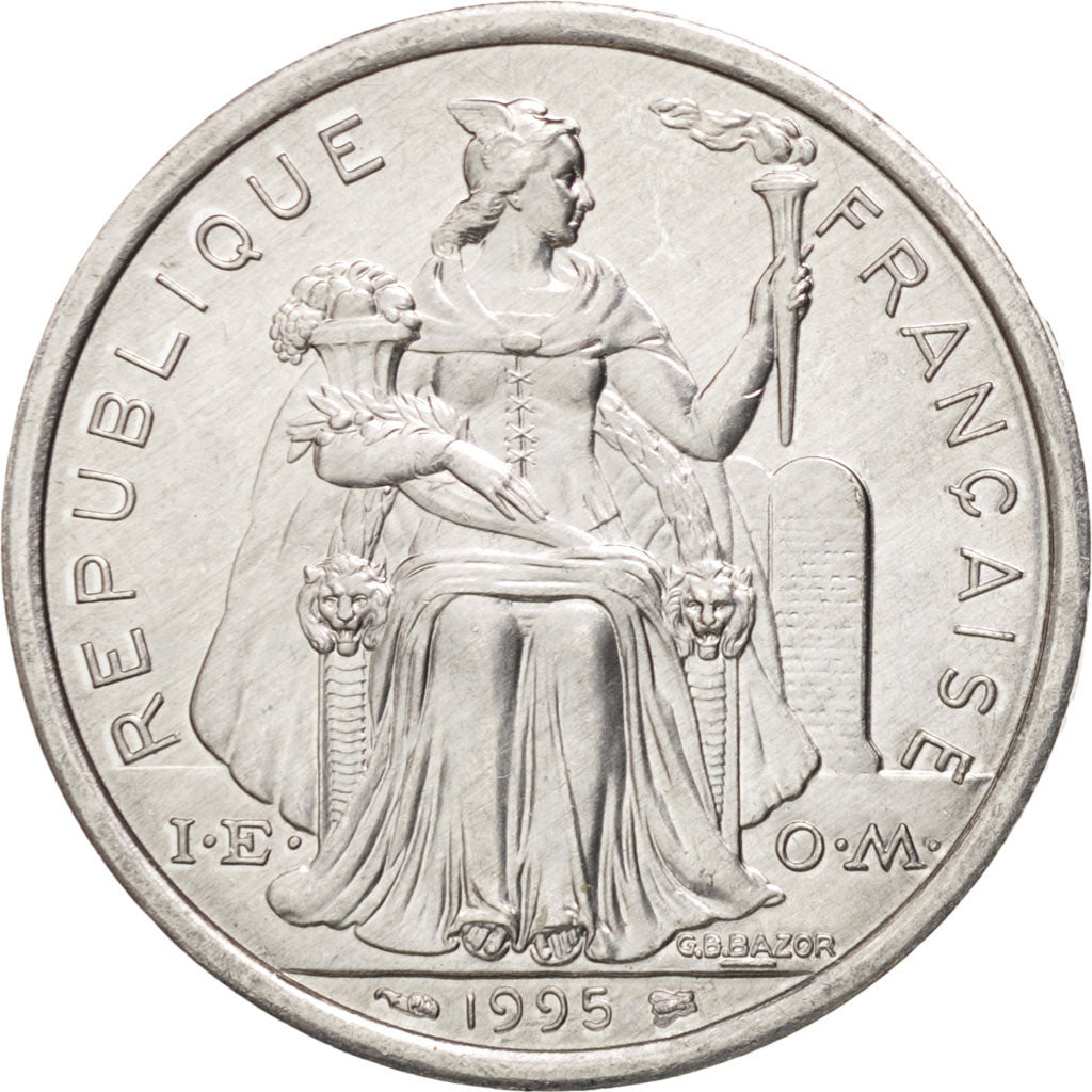 Coin, New Caledonia, 2 Francs, 1995, Paris, MS(65-70), Aluminum, KM:14