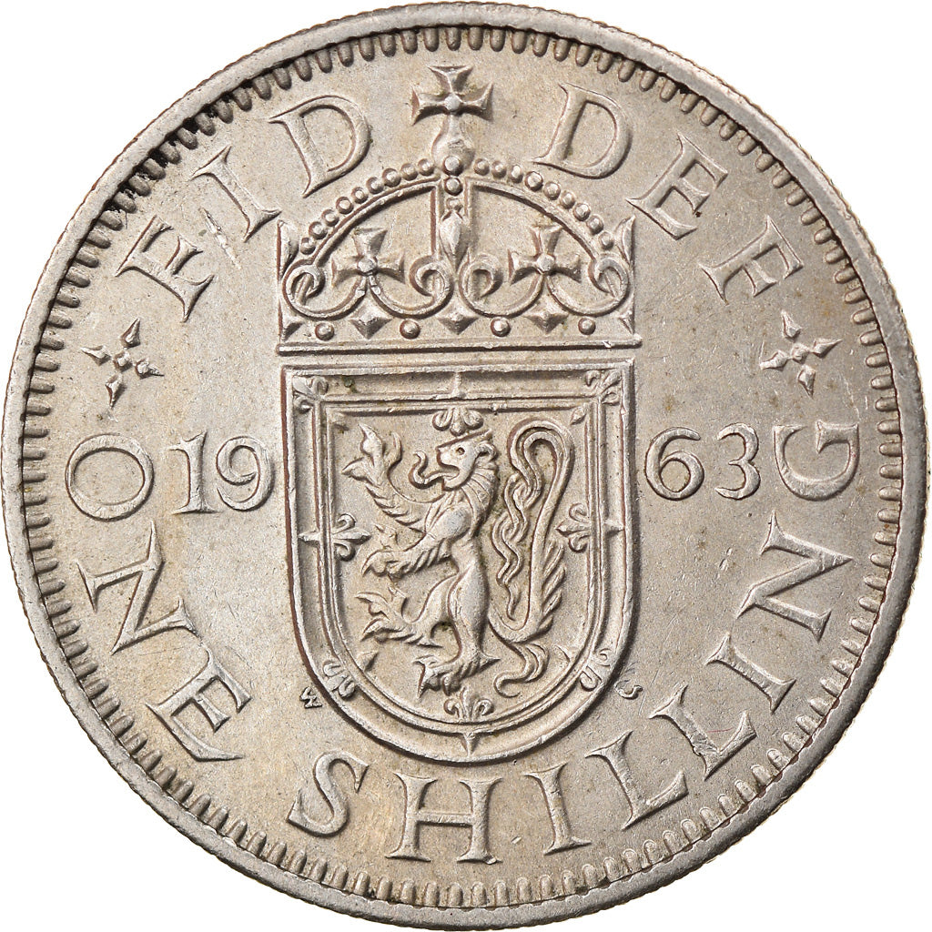Coin, Great Britain, Elizabeth II, Shilling, 1963, AU(50-53), Copper-nickel