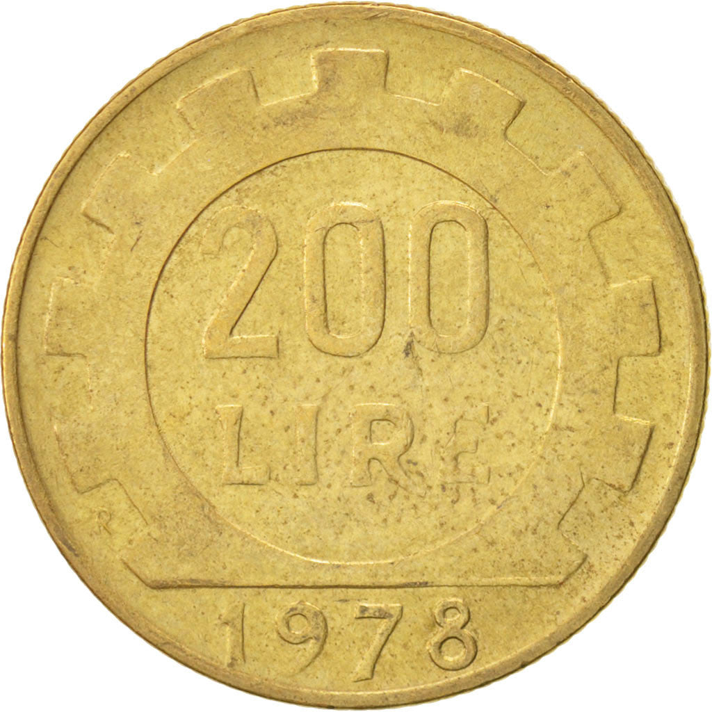 Coin, Italy, 200 Lire, 1978, Rome, AU(55-58), Aluminum-Bronze, KM:105