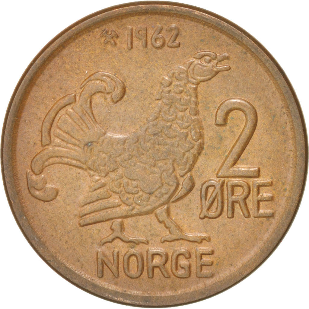 Coin, Norway, Olav V, 2 Öre, 1962, AU(50-53), Bronze, KM:410