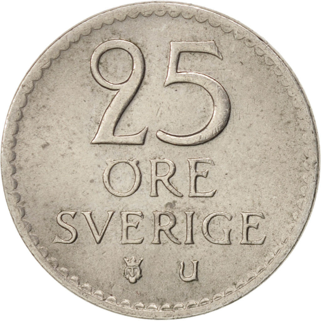 Coin, Sweden, Gustaf VI, 25 Öre, 1966, AU(55-58), Copper-nickel, KM:836