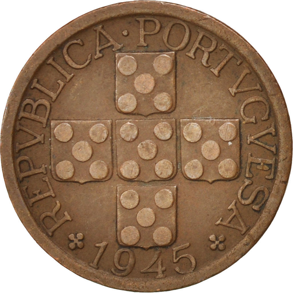 Coin, Portugal, 20 Centavos, 1945, EF(40-45), Bronze, KM:584