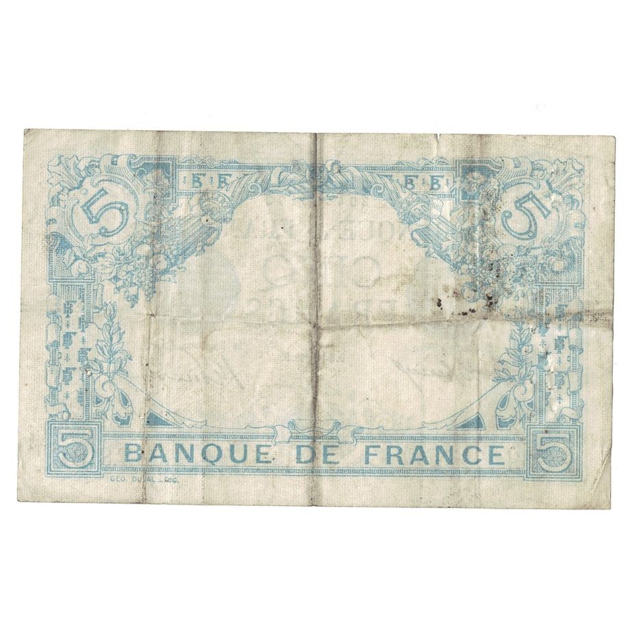 Frankreich, 5 Francs, Bleu, 1915, T.818, S+, Fayette:2.30, KM:70