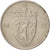 Moneta, Norwegia, Olav V, 50 Öre, 1975, AU(55-58), Miedź-Nikiel, KM:418