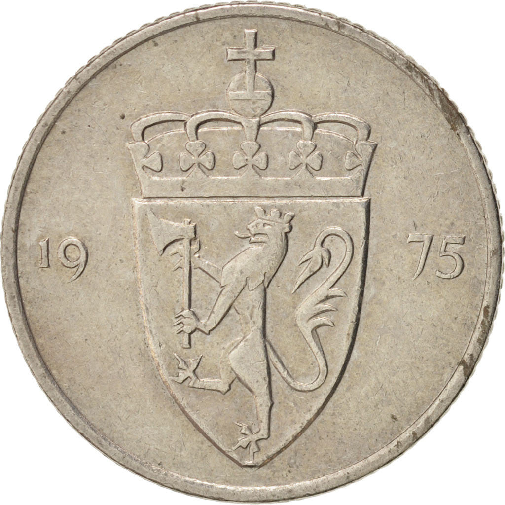 Coin, Norway, Olav V, 50 Öre, 1975, AU(55-58), Copper-nickel, KM:418